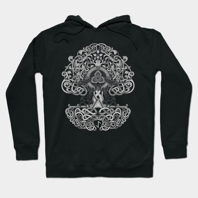 Yggdrasil Norse Viking Tree of Life Pagan Mythology Knotwork Hoodie by Blue Pagan